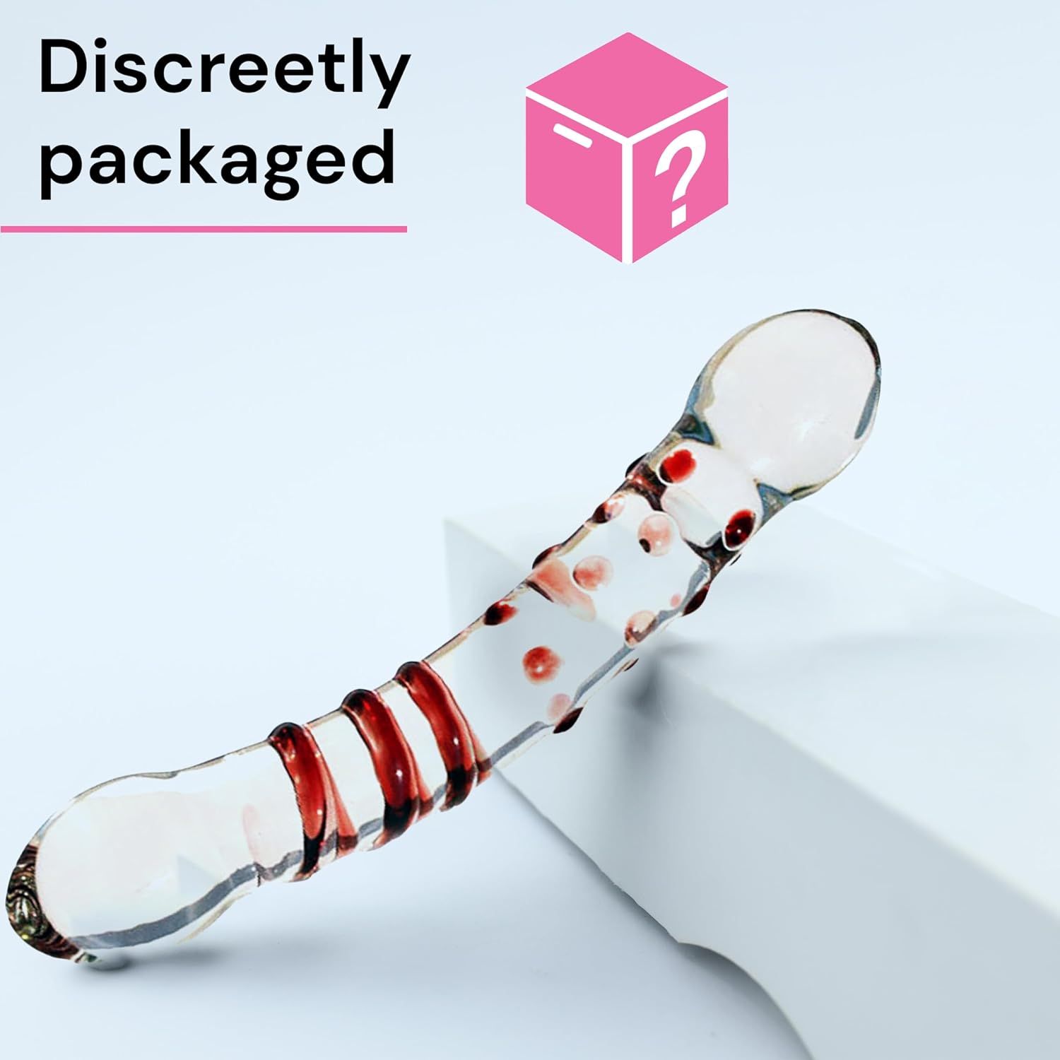 FOPS dildo in vetro rosso 21 cm, diametro 3,5 cm, dildo doppio