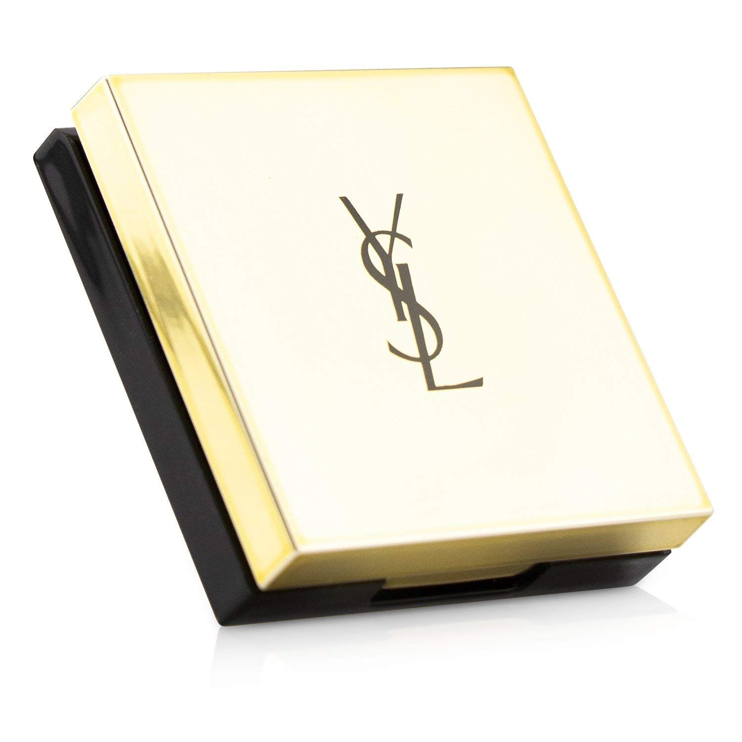 Contenitore dorato chiuso con base nera. Marchio: Yves Saint Laurent. Logo: YSL.