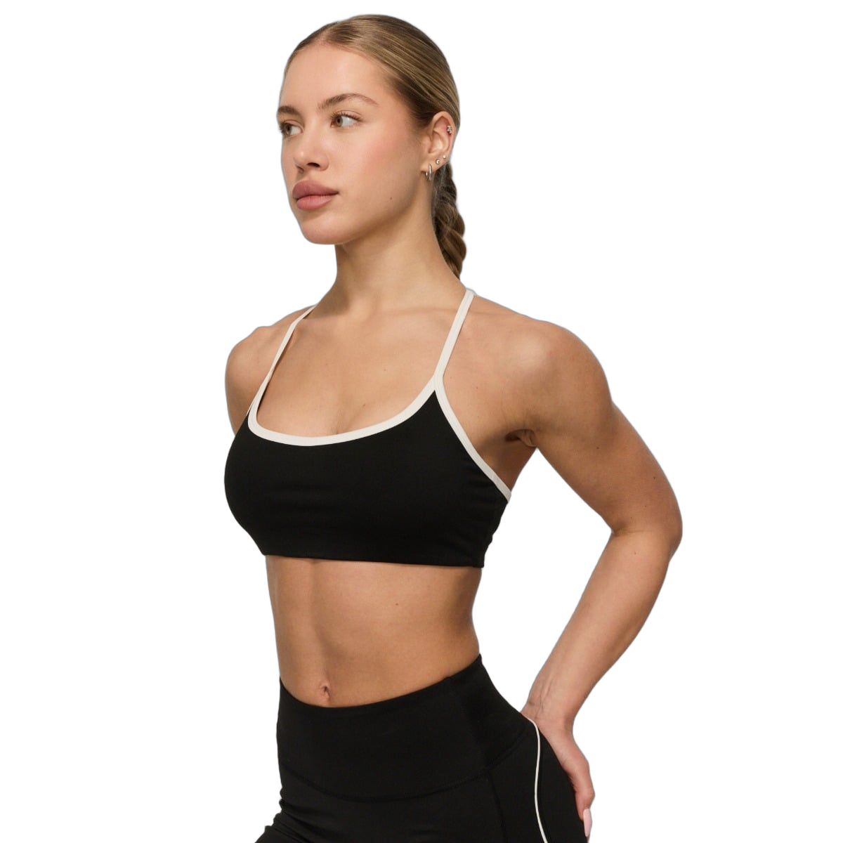 GymBeam Reggiseno sportivo donna Varsity con spalline regolabili nero