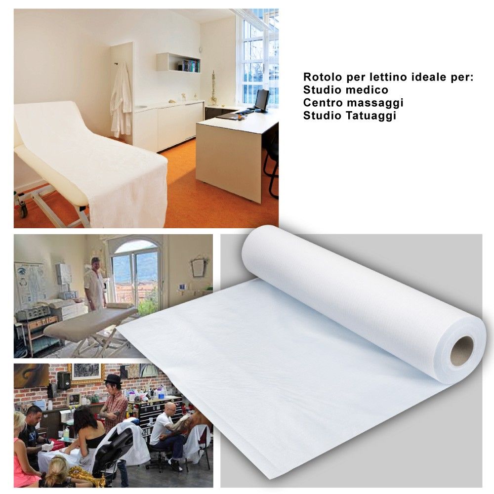 Medical Sud Rotoli Per Lettino in Tnt Monovelo Idrorepellente h 70 cm x 100 Metri gr 30