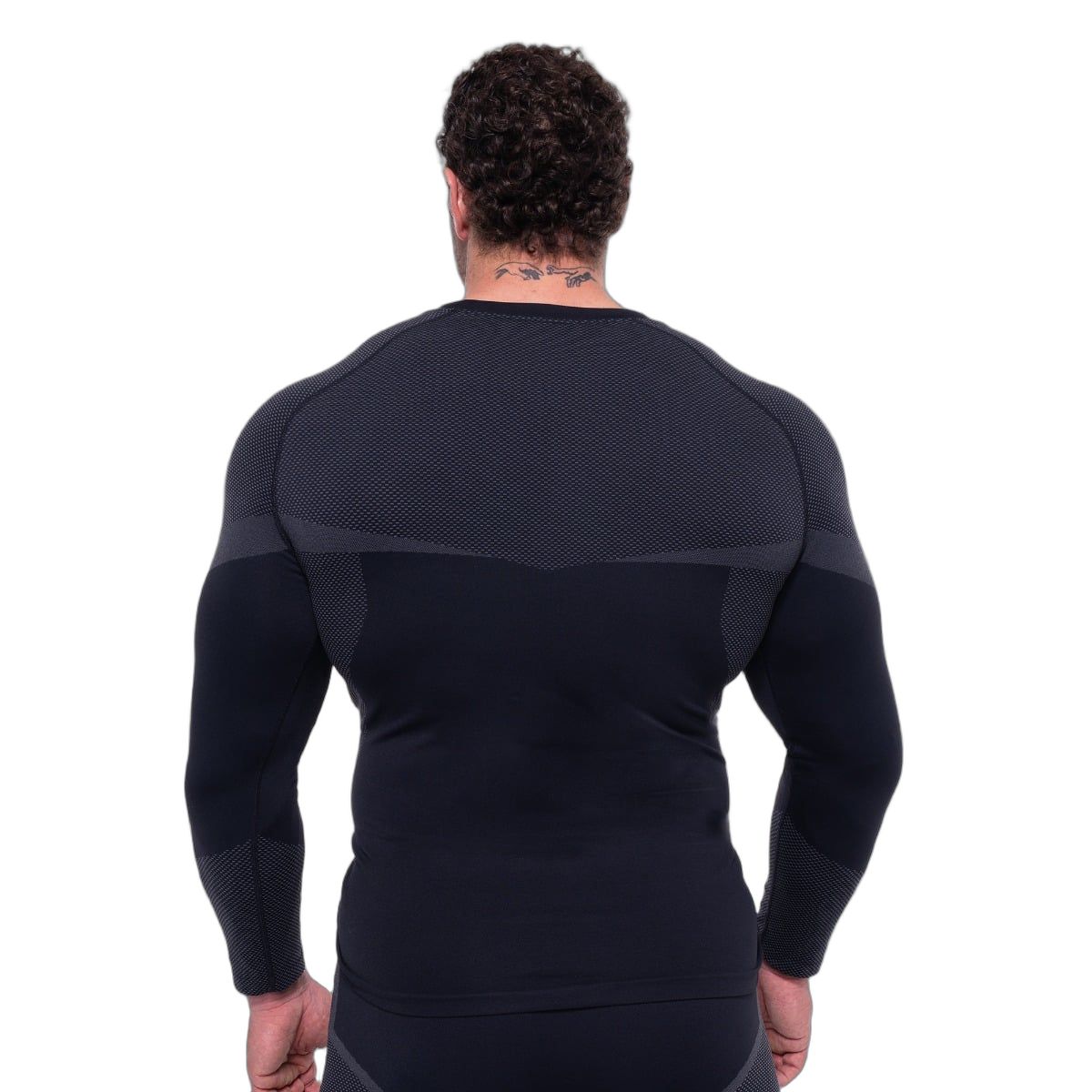 GymBeam Maglia uomo a maniche lunghe senza cuciture nera e grigia