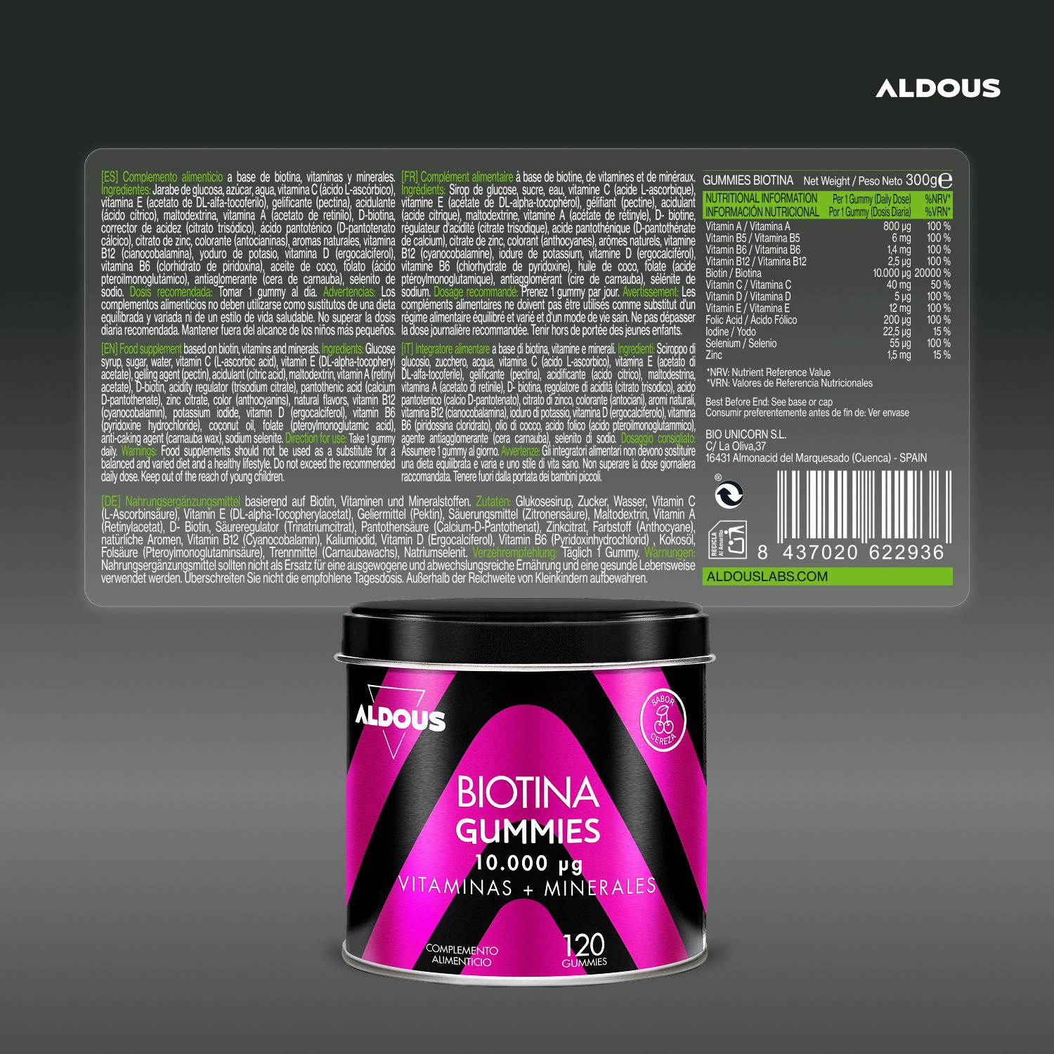 Aldous - Biotina Gummies - Capelli, Pelle, Unghie