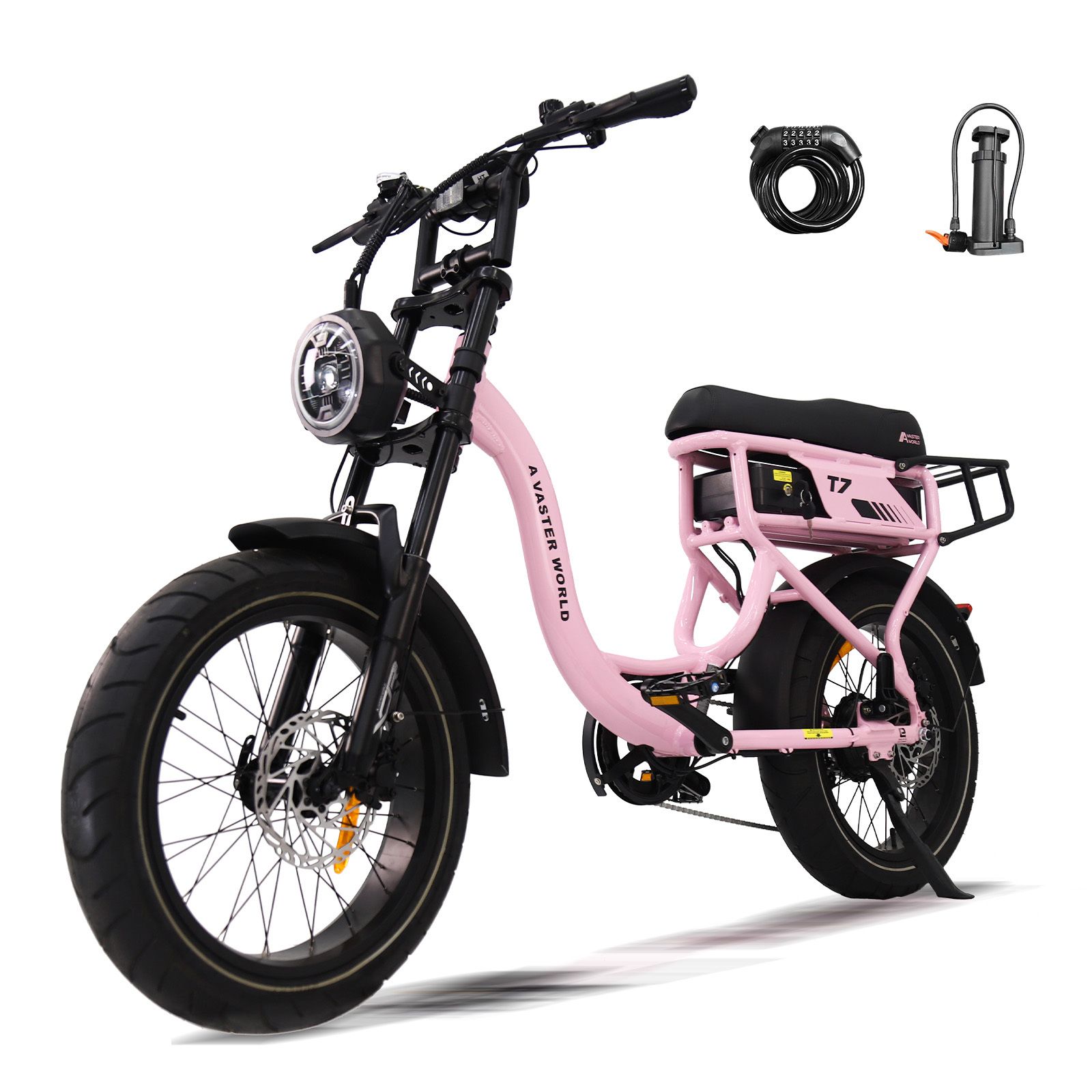 AVDL T7 Bicicletta elettrica da città con portapacchi posteriore, batteria 48V 18Ah