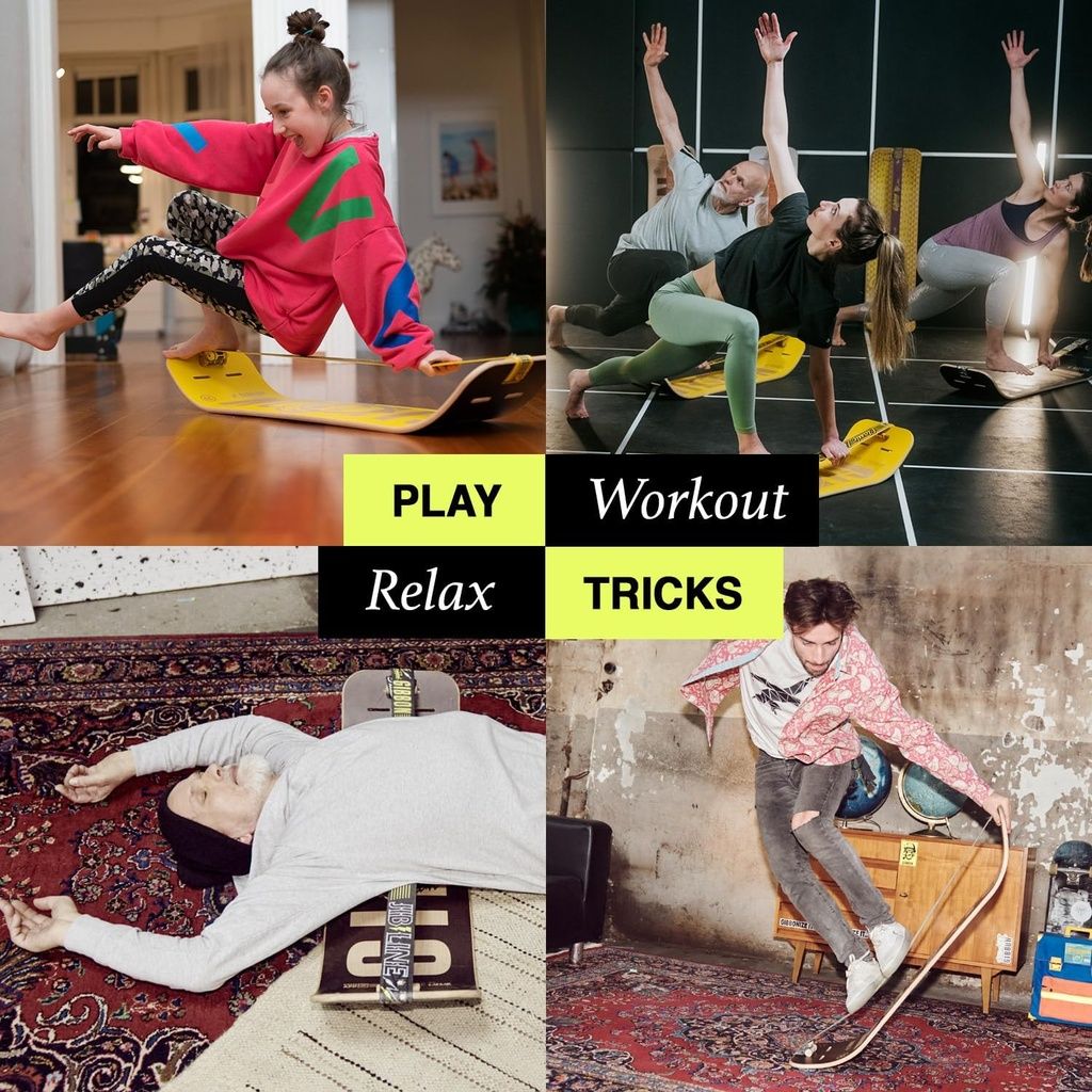 GIBOARD SET - ACTIVE BLACK: Balance Board per giocare, allenarsi, rilassarsi e fare trick.