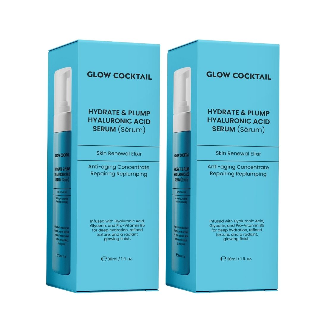 Due confezioni di siero all'acido ialuronico Glow Cocktail, blu.