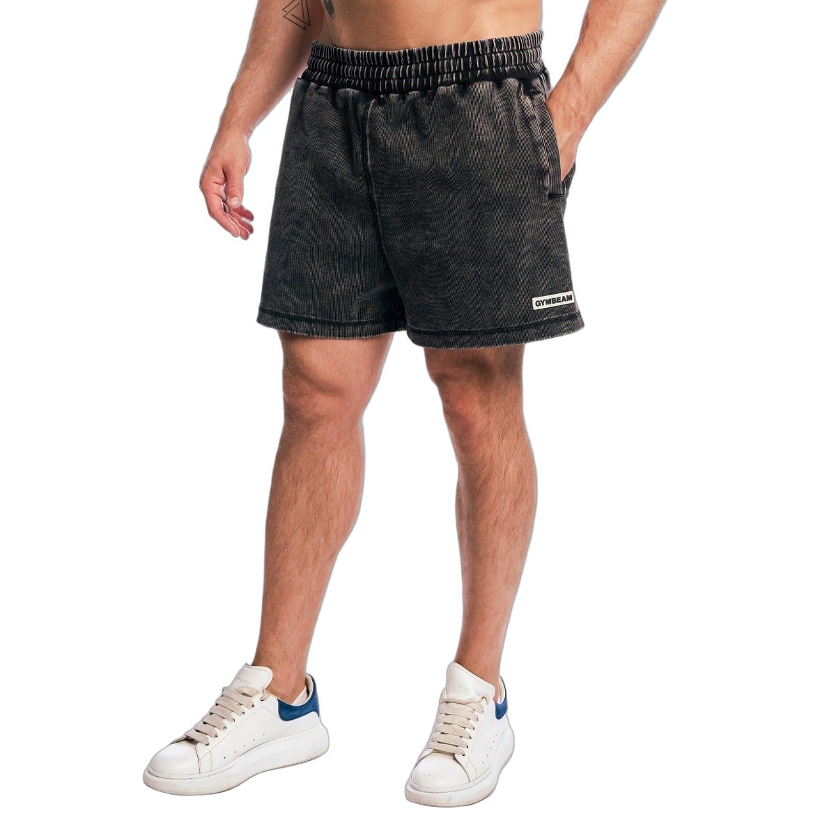 GymBeam Pantaloncini uomo oversize Aura nero slavato