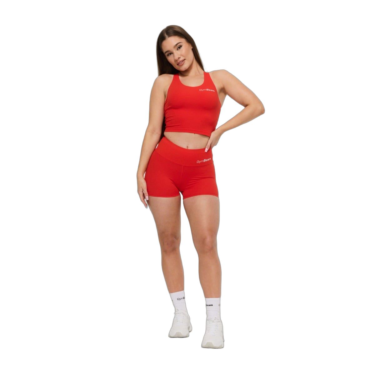 GymBeam Top sportivo donna cropped slim con scollo rotondo BEAT Tangerine