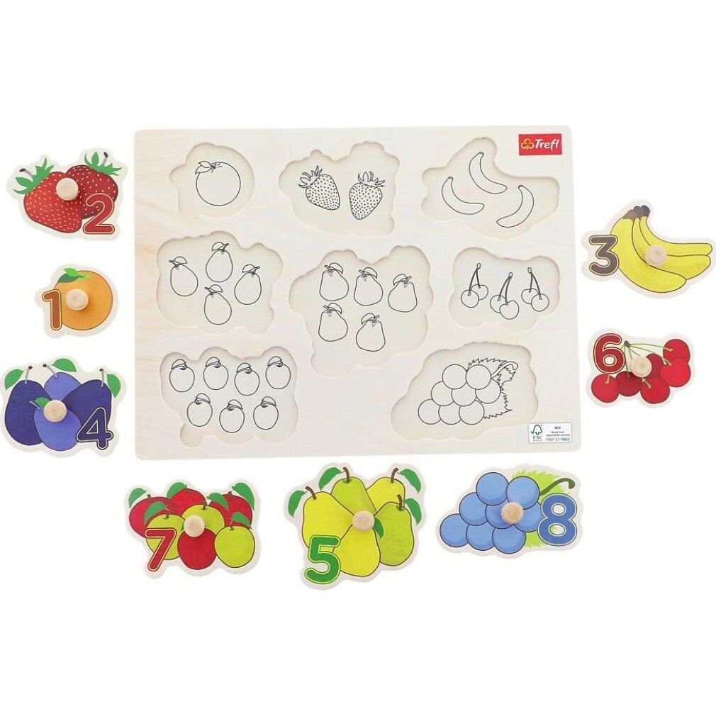 Puzzle in legno trefl con frutta e numeri