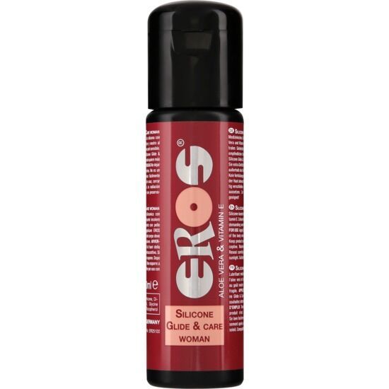 Flacone EROS Silicone Glide & Care Woman lubrificante con aloe vera e vitamina E.
