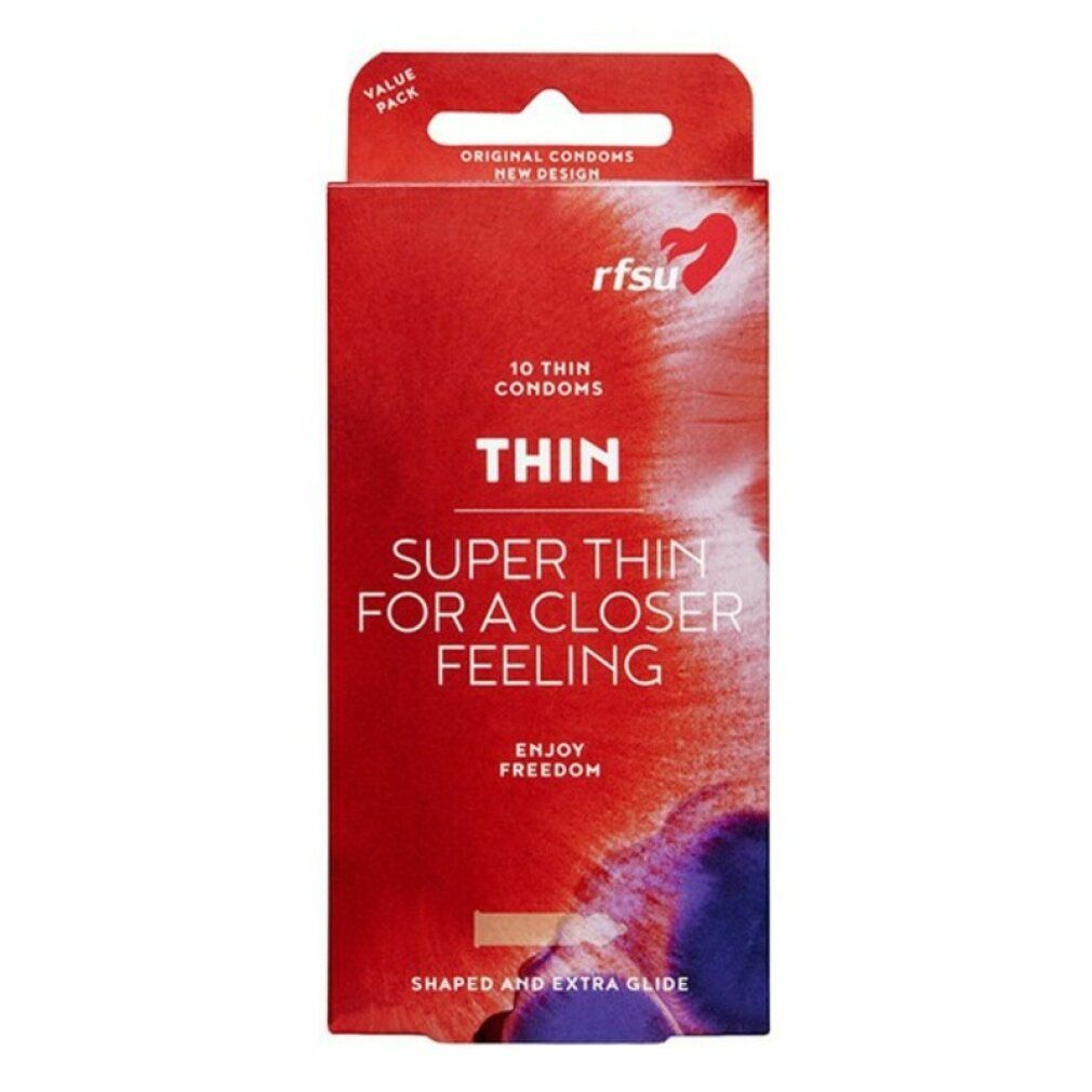 Confezione di preservativi RFSU Thin, 10 pezzi. Super sottili per una sensazione più intima.