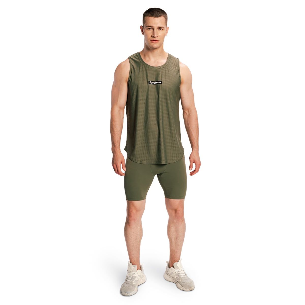 GymBeam Pantaloncini uomo Combat slim con elastico Olive Grey