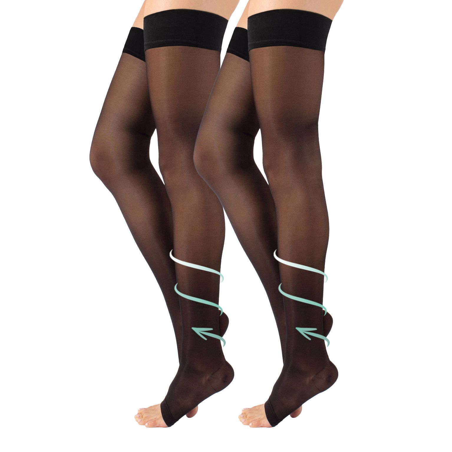 CALZITALY 2 Paia Autoreggenti Punta Aperta Compressione Graduata Forte 140 DEN Made in Italy