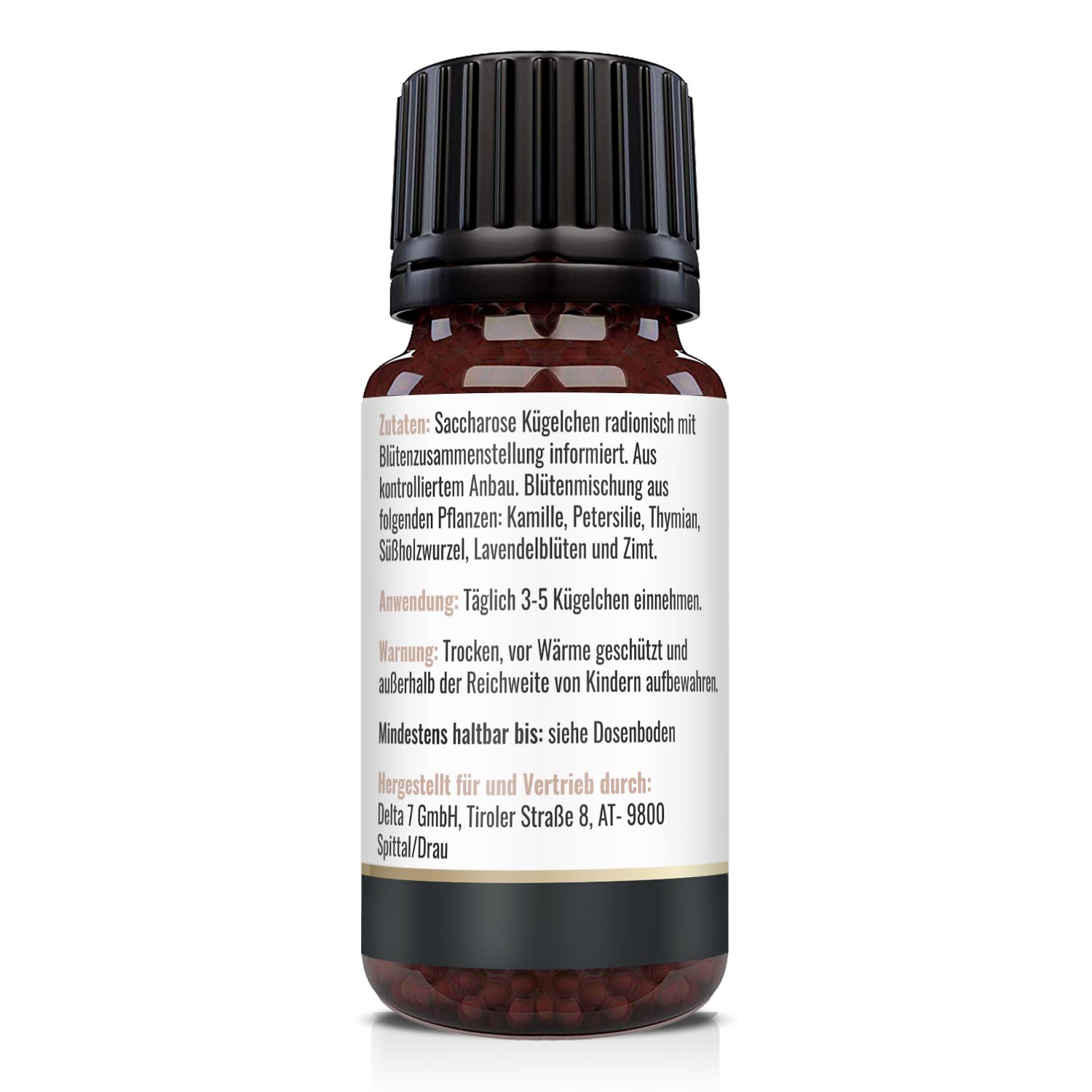 Retro del flacone Natural Pro. Elenco ingredienti, istruzioni per l'uso, avvertenza, durata minima, informazioni del produttore.