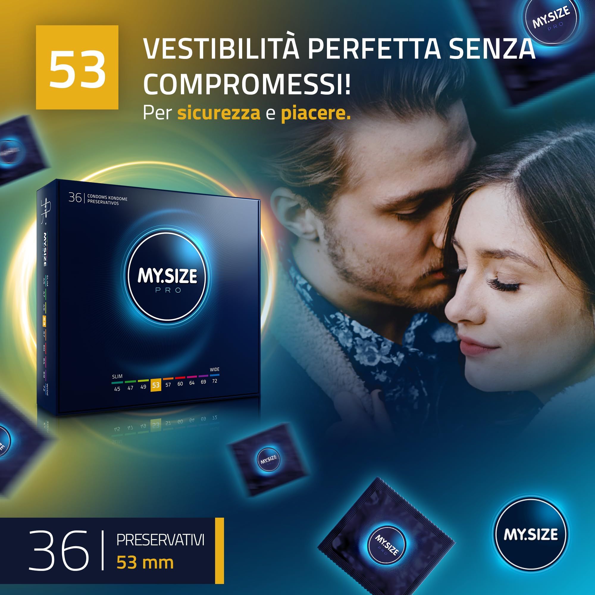 Confezione di preservativi My.Size PRO (36 pezzi), misura 53mm.