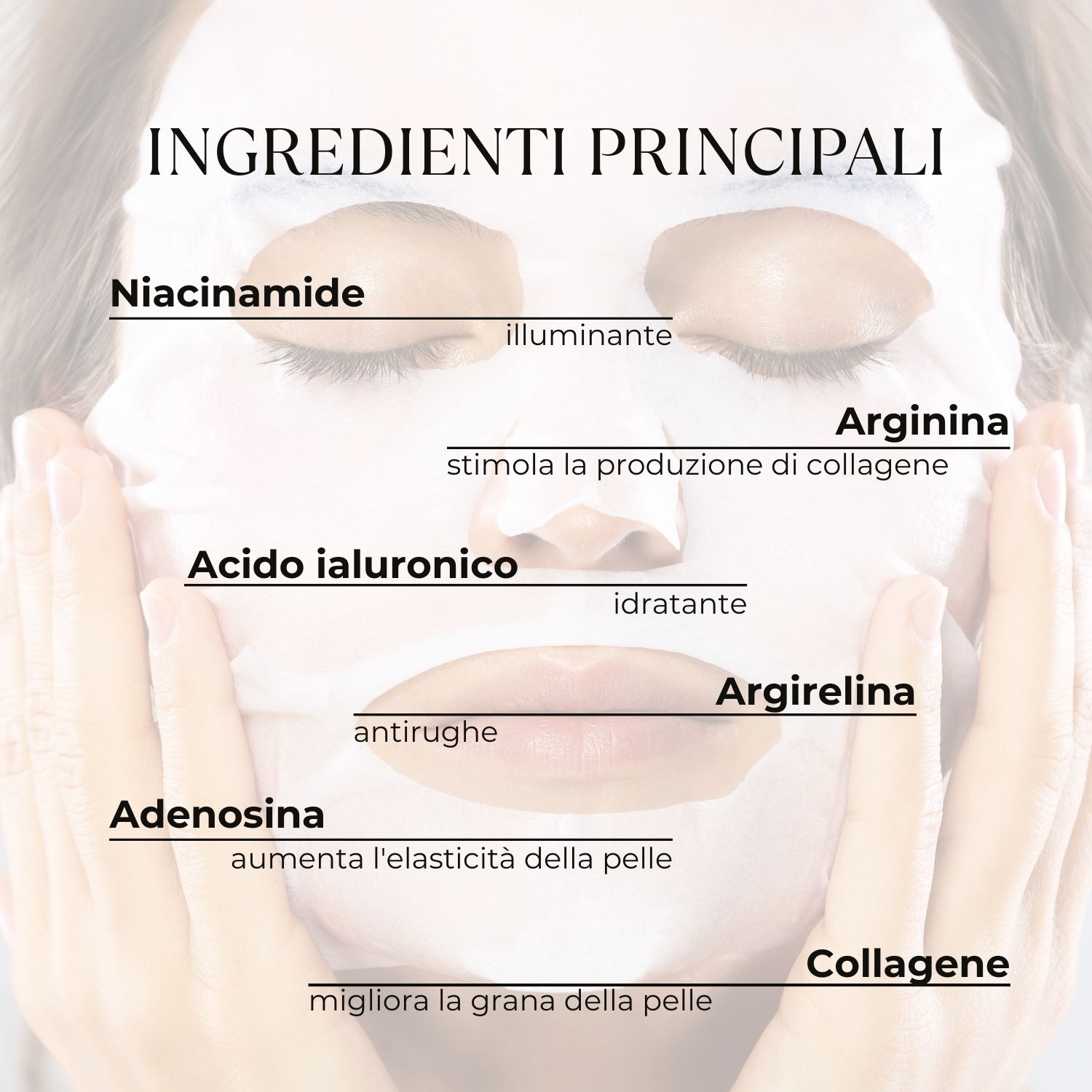 Donna con maschera e confezioni. Testo. Sfondo rosa. 20 minuti.