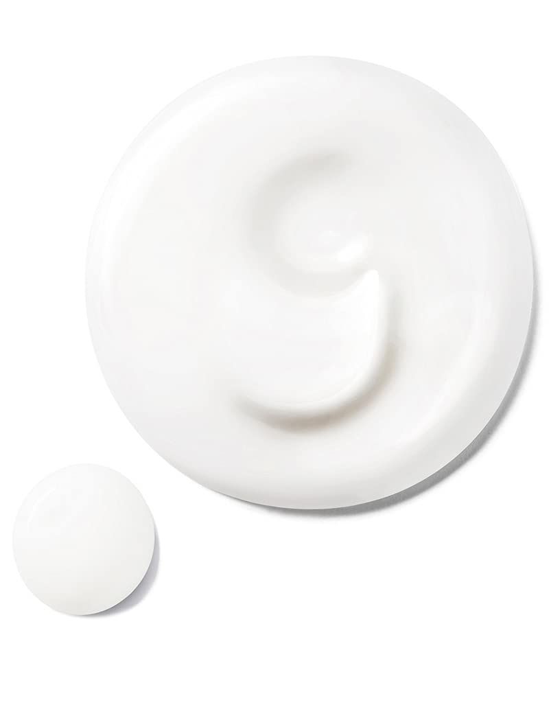 Due gocce di crema bianca su sfondo bianco. Una più grande, una più piccola. Consistenza visibile.