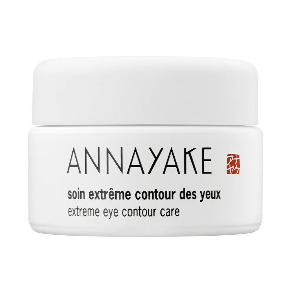 Vasetto bianco con coperchio. Scritte: ANNAYAKE, soin extrême contour des yeux, extreme eye contour care.
