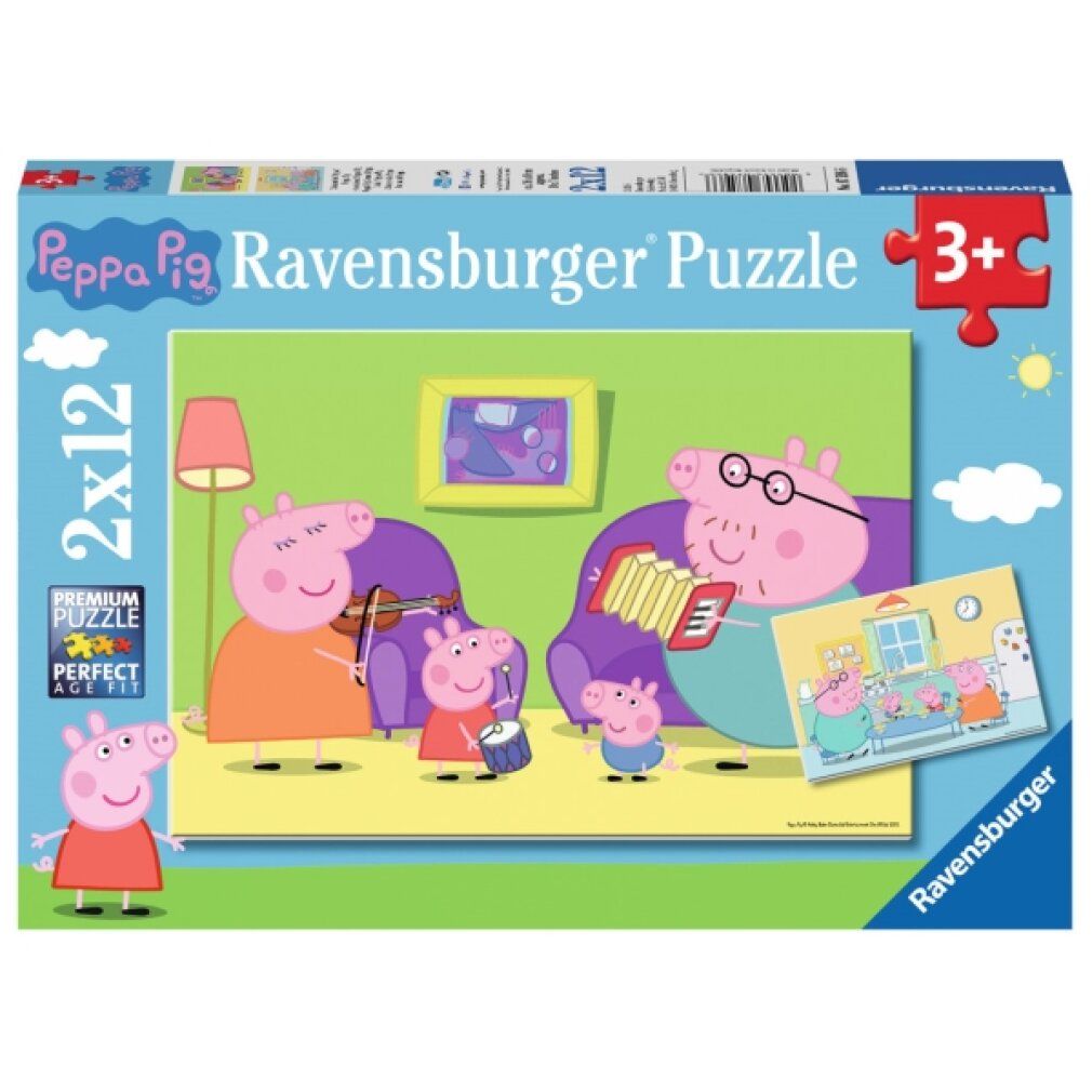Puzzle Peppa Pig. Confezione con logo, nome e età consigliata 3+. 2x12 pezzi.