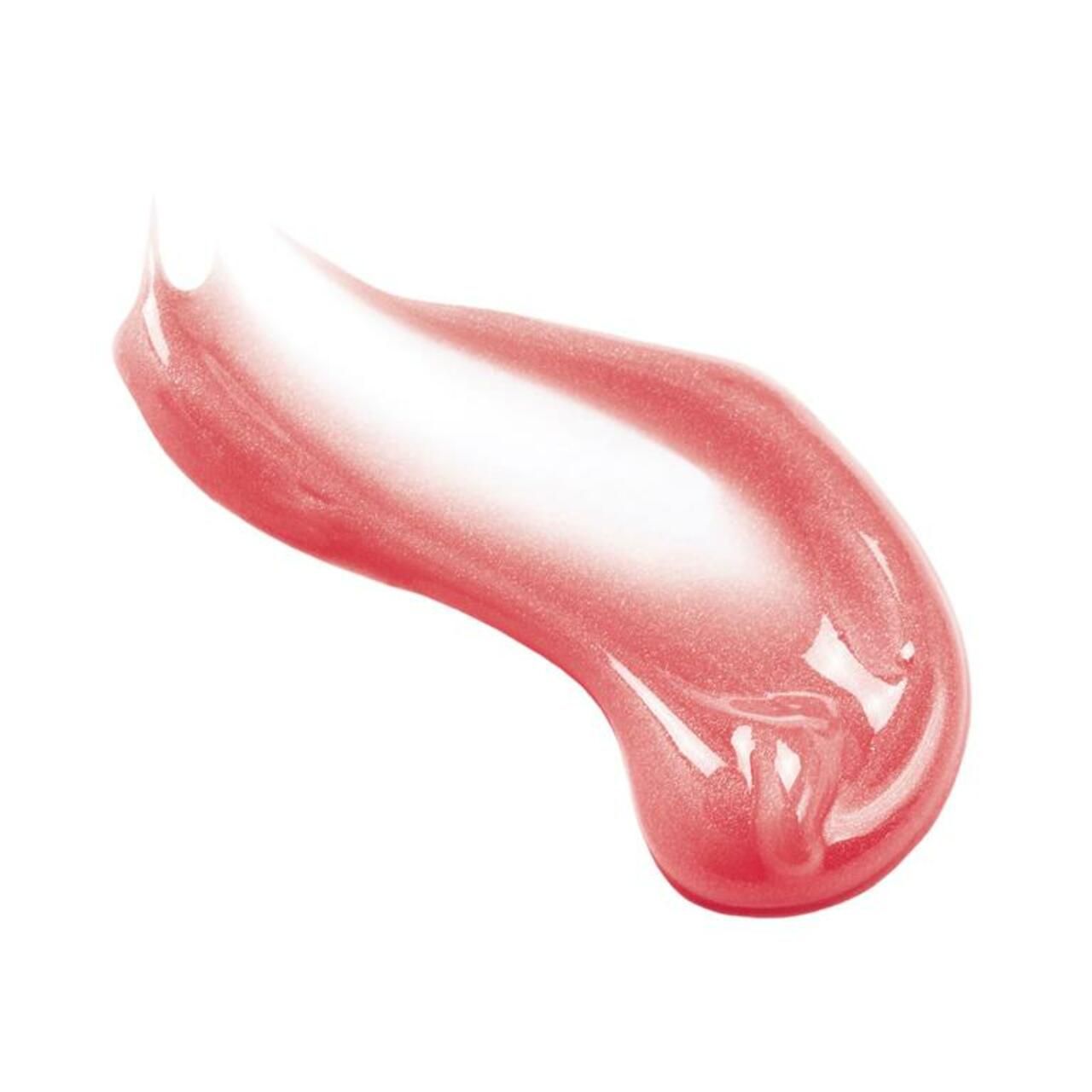 Macchia di Hydra Lip Booster. Texture rosa lucida. Su sfondo bianco. Primo piano.