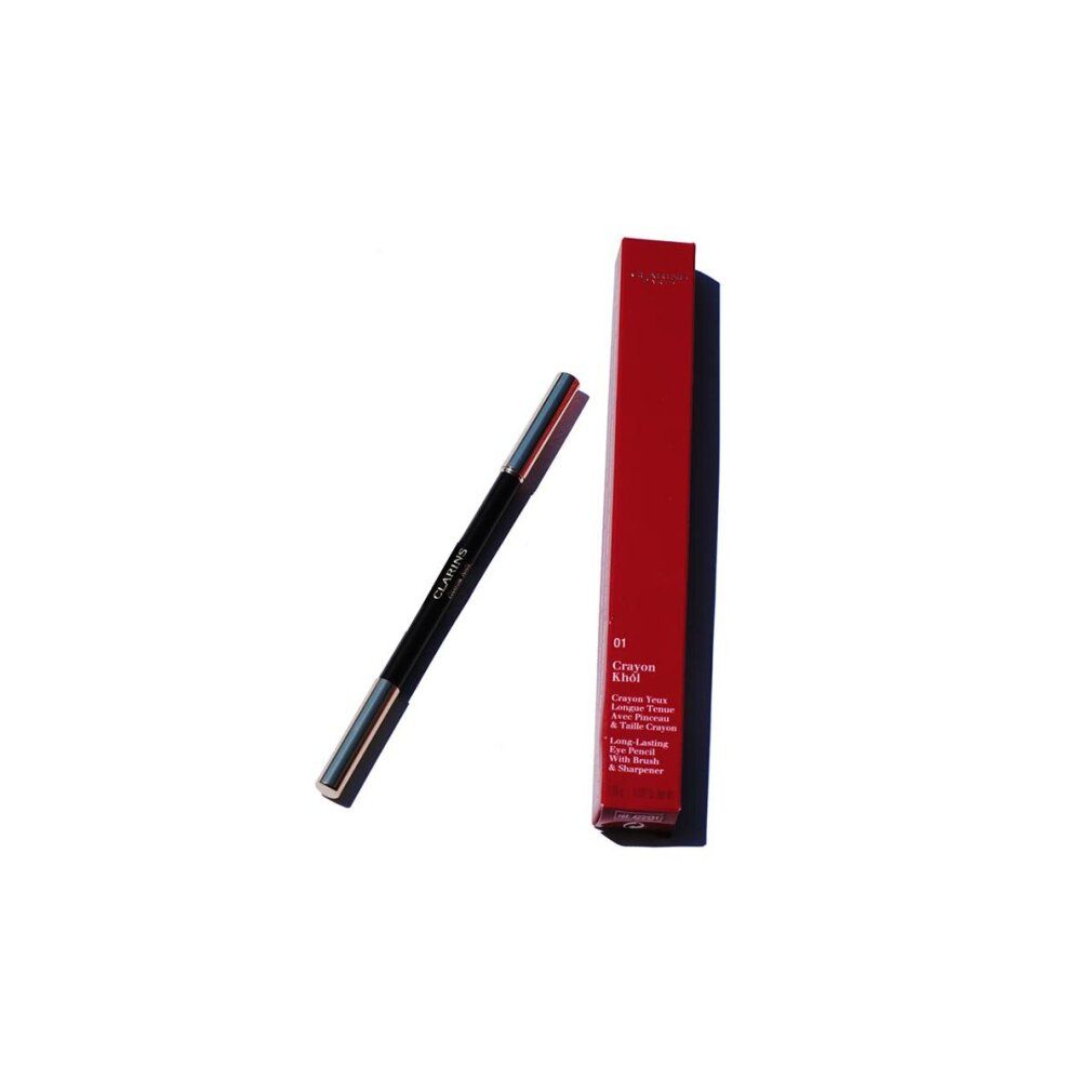 Matita khôl e confezione. Scritta: Clarins, 01 Crayon khôl.