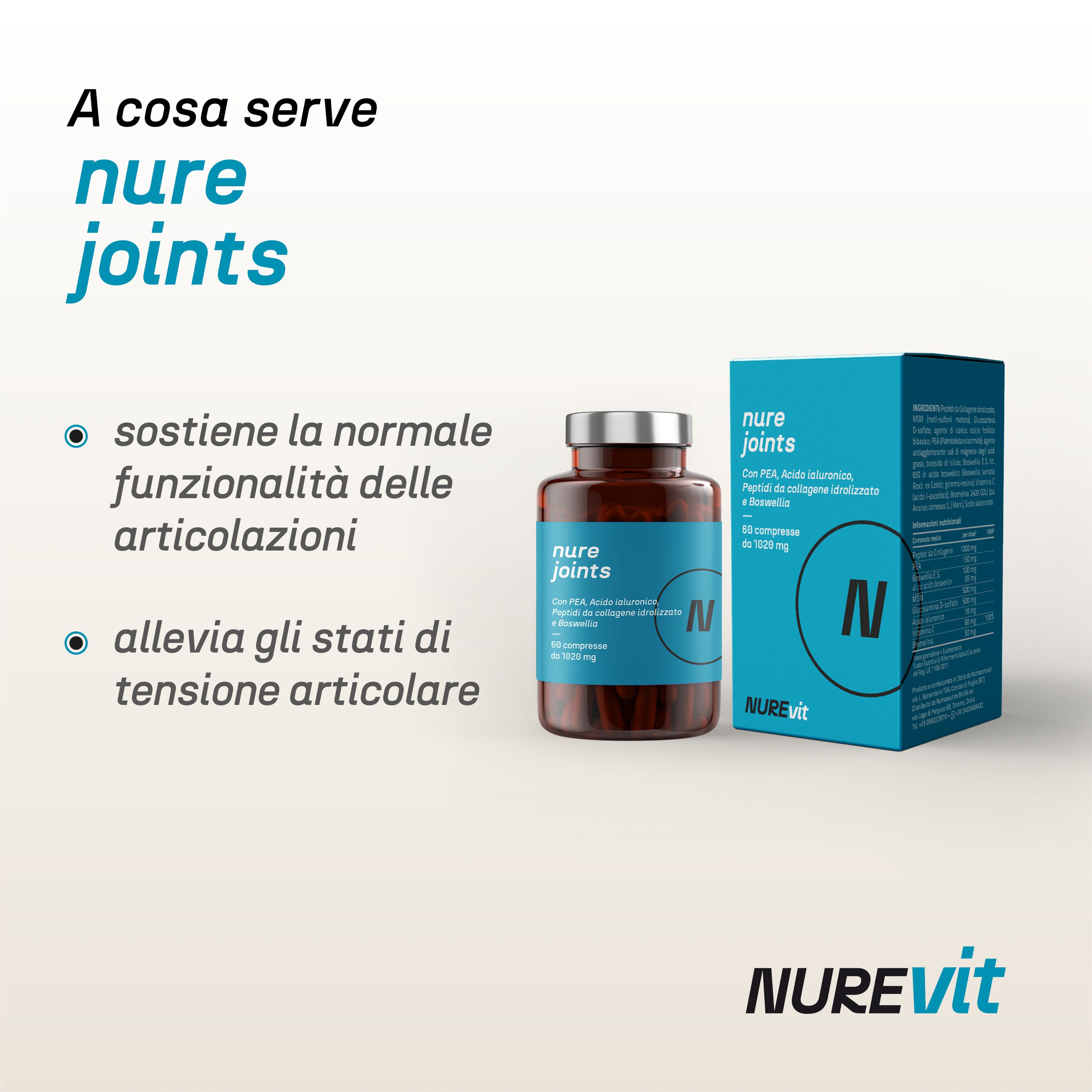 NURE Joints 60 Compresse | Integratore articolazioni, integratore collagene