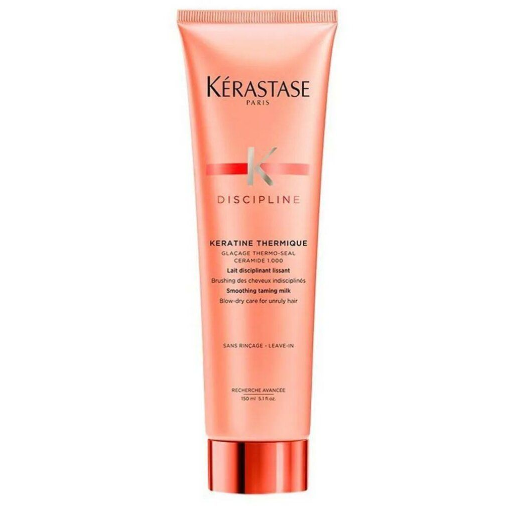 Kerastase Keratine Thermique. Tubo con testo. Arancione-rosa. Prodotto per capelli.
