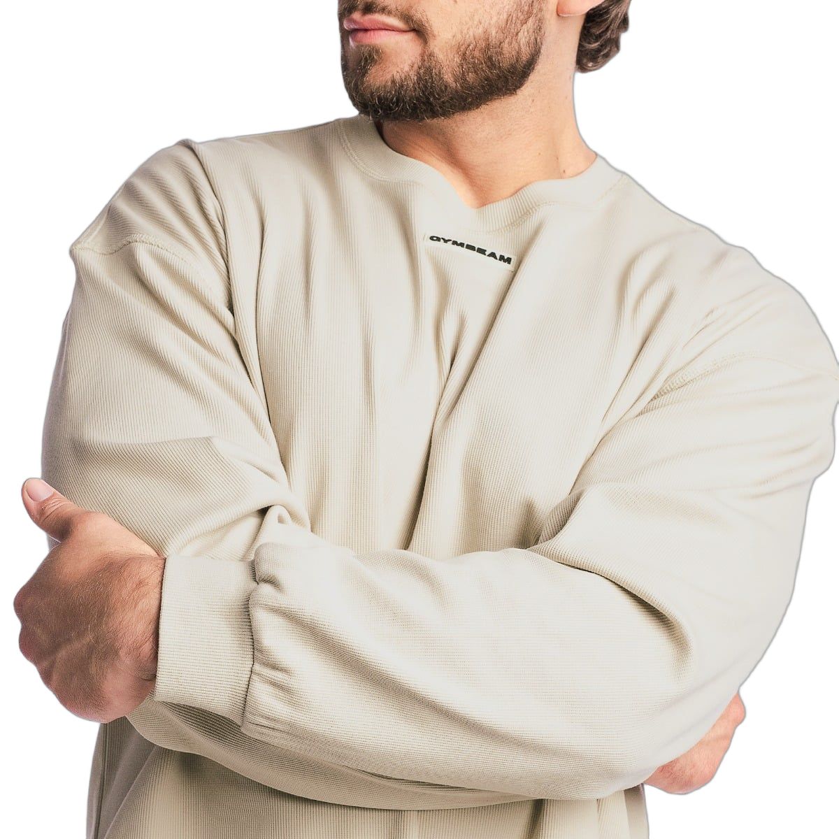 GymBeam Felpa uomo oversize senza cappuccio a maniche lunghe Aura Grey