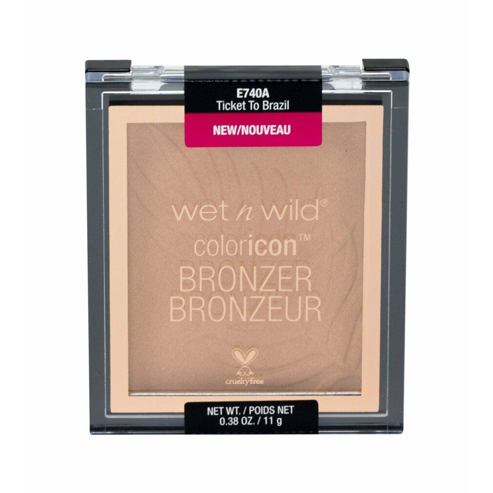 Bronzer. Confezione nera. Testo: Wet n Wild, coloricon, BRONZER, BRONZEUR. Cruelty Free. E740A Ticket To Brazil. Nuovo.