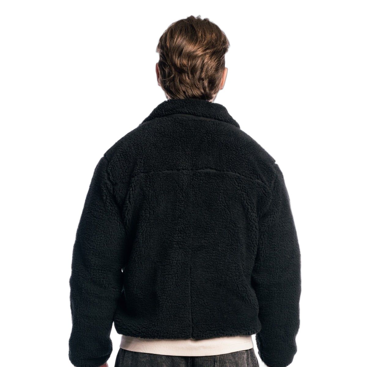 GymBeam Giacca Sherpa uomo oversize con zip Black