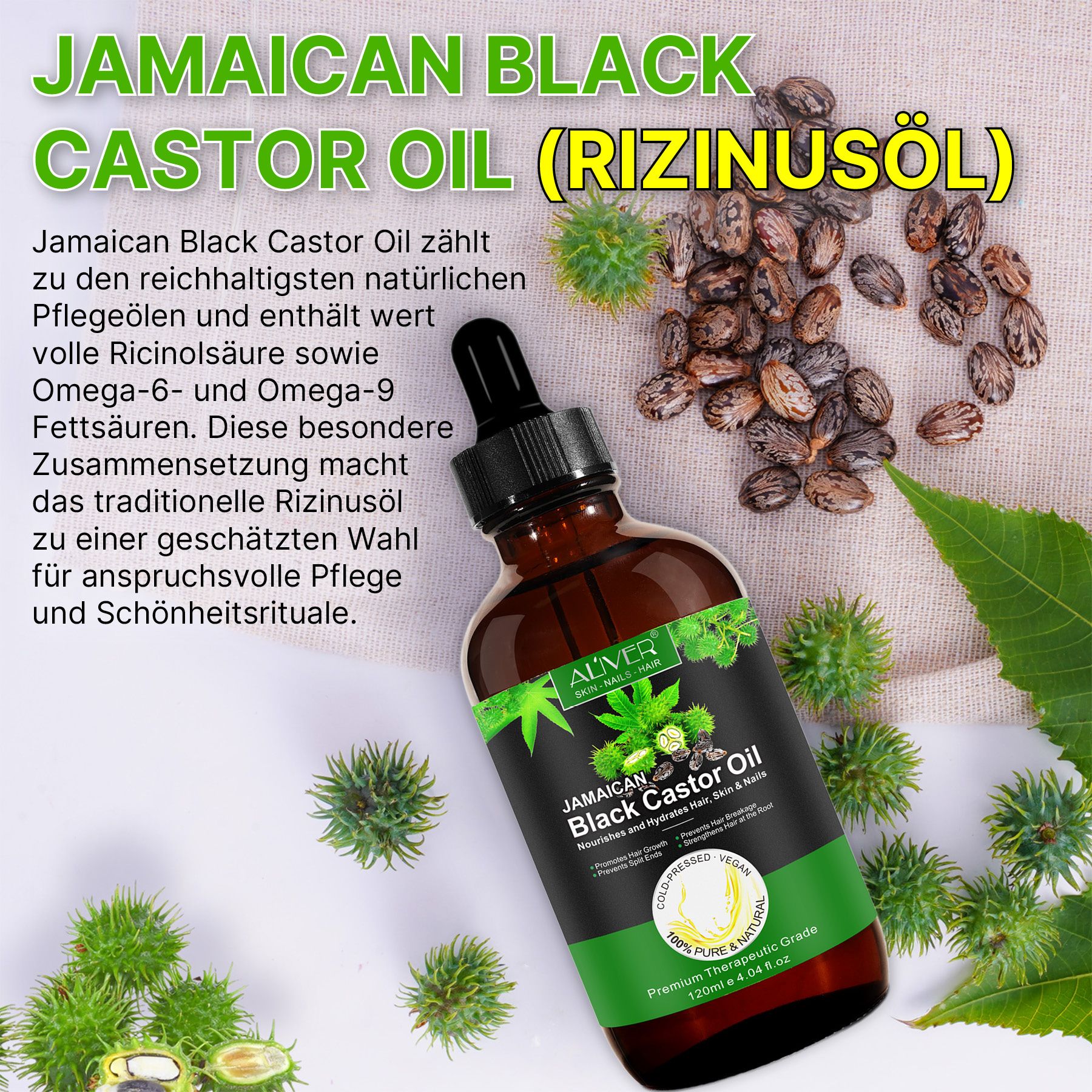 ALIVER Olio di ricino per la Cura di capelli e pelle