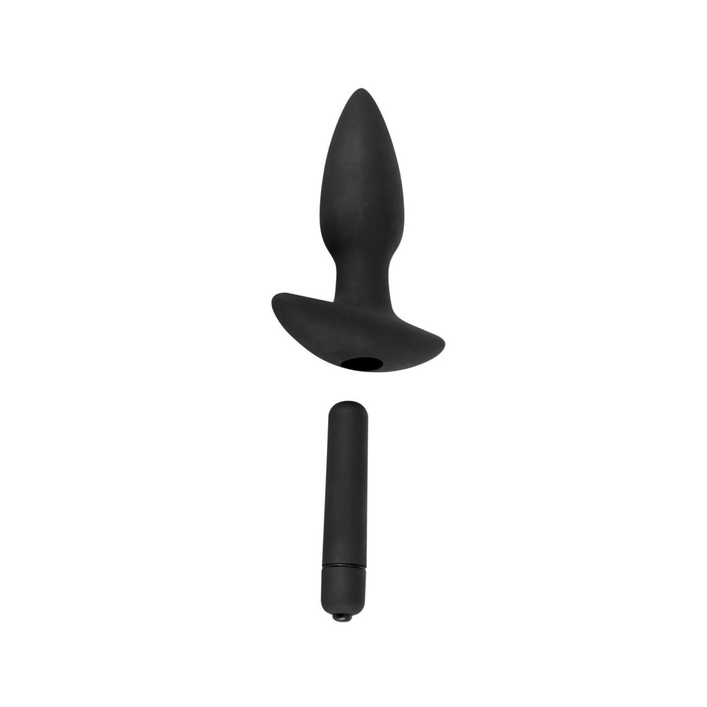Plug anale nero e vibro. In silicone.