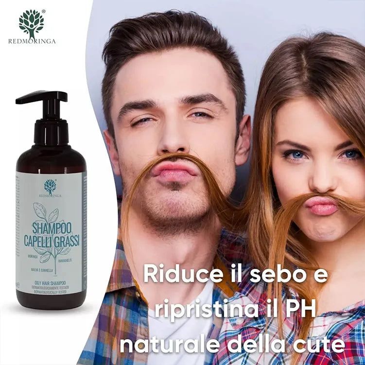 Shampoo Capelli Grassi BIO alla Moringa – Sebo Equilibrato a Lungo