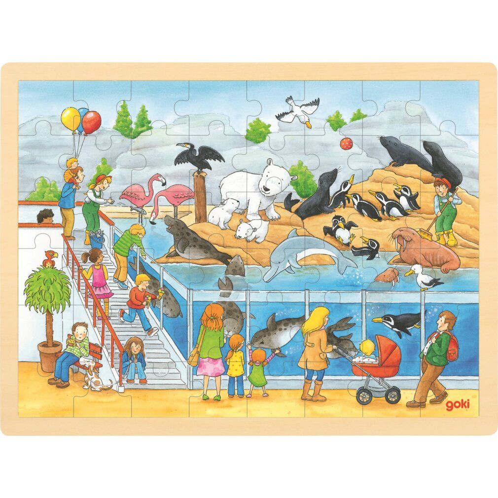 Puzzle di legno Goki - Zoo, 48 pezzi.