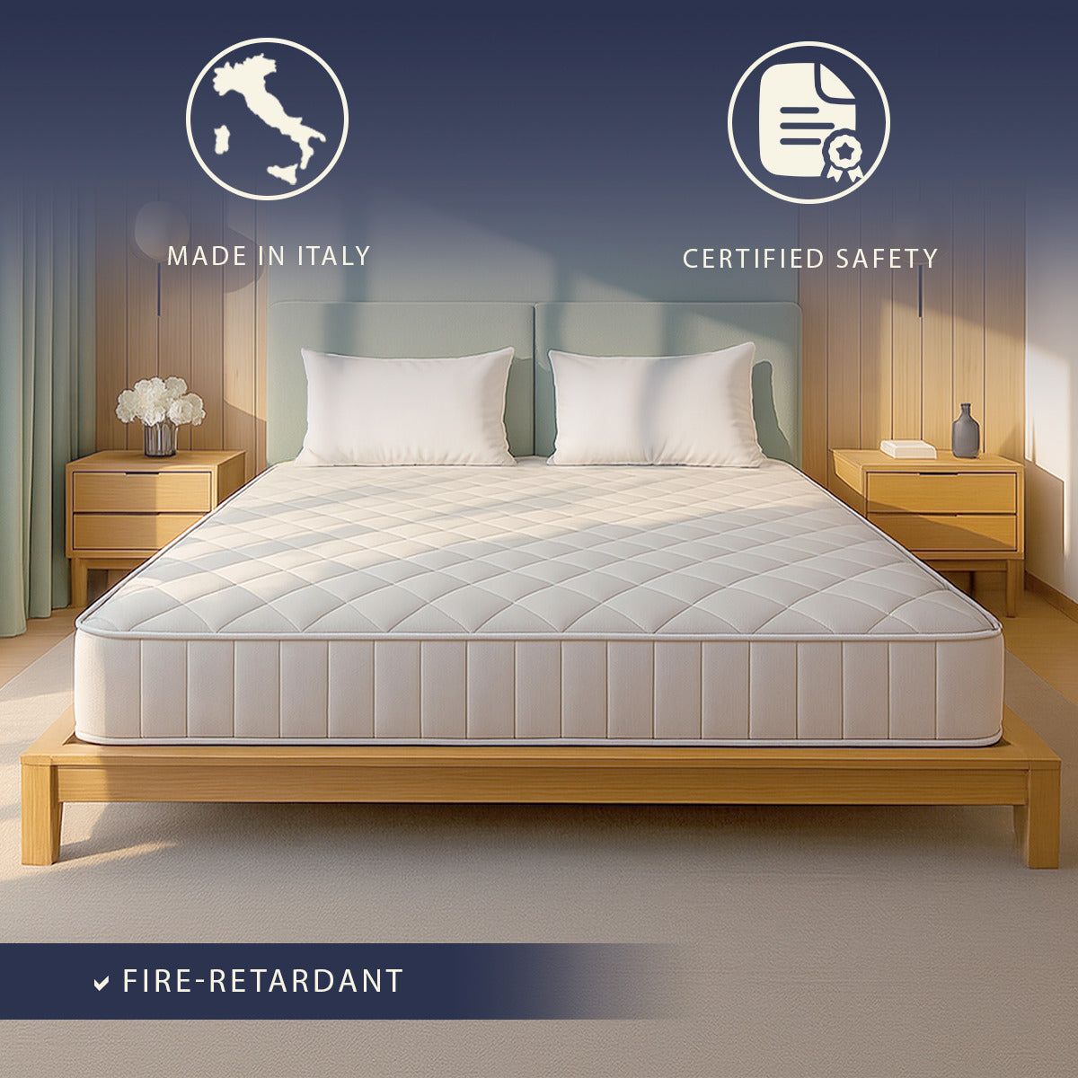 The White Stone Materasso Ignifugo 180x200 in Memory Foam Alto 20 cm | Ortopedico