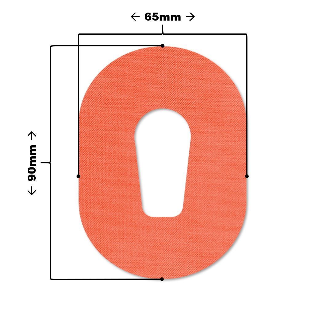 Cerotto ovale arancione con apertura. Dimensioni: 90x65mm. Per dispositivi medici.