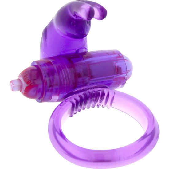 Cockring vibrante viola con orecchie di coniglio e anello flessibile.