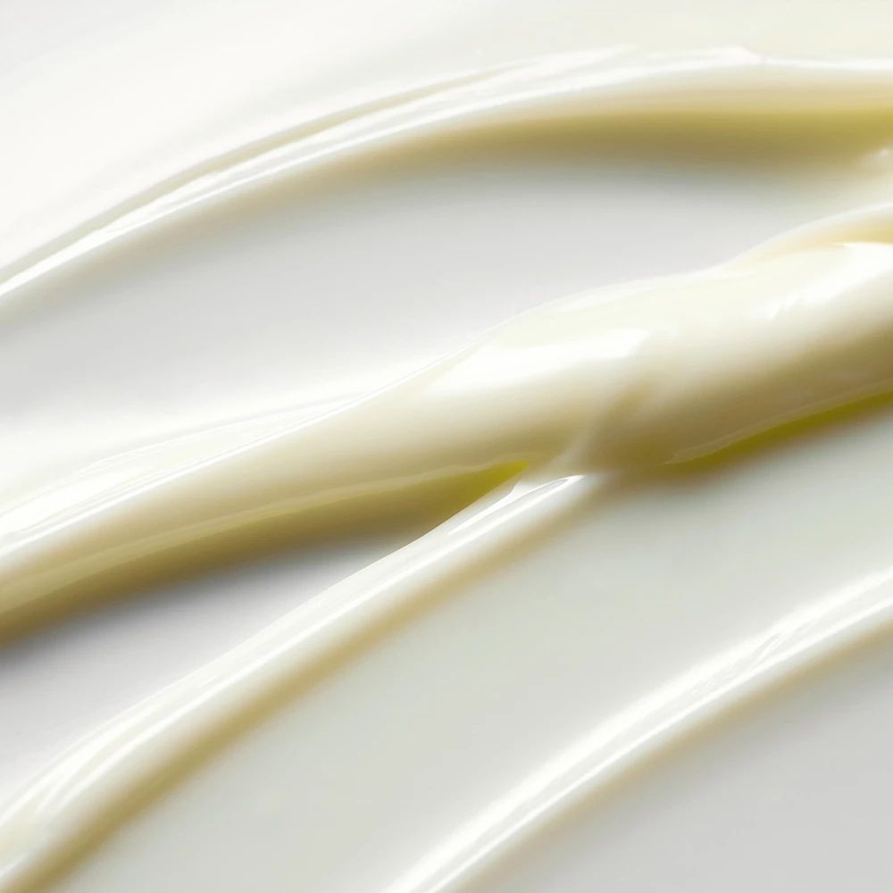 Primo piano di strisce di crema. Texture color crema.