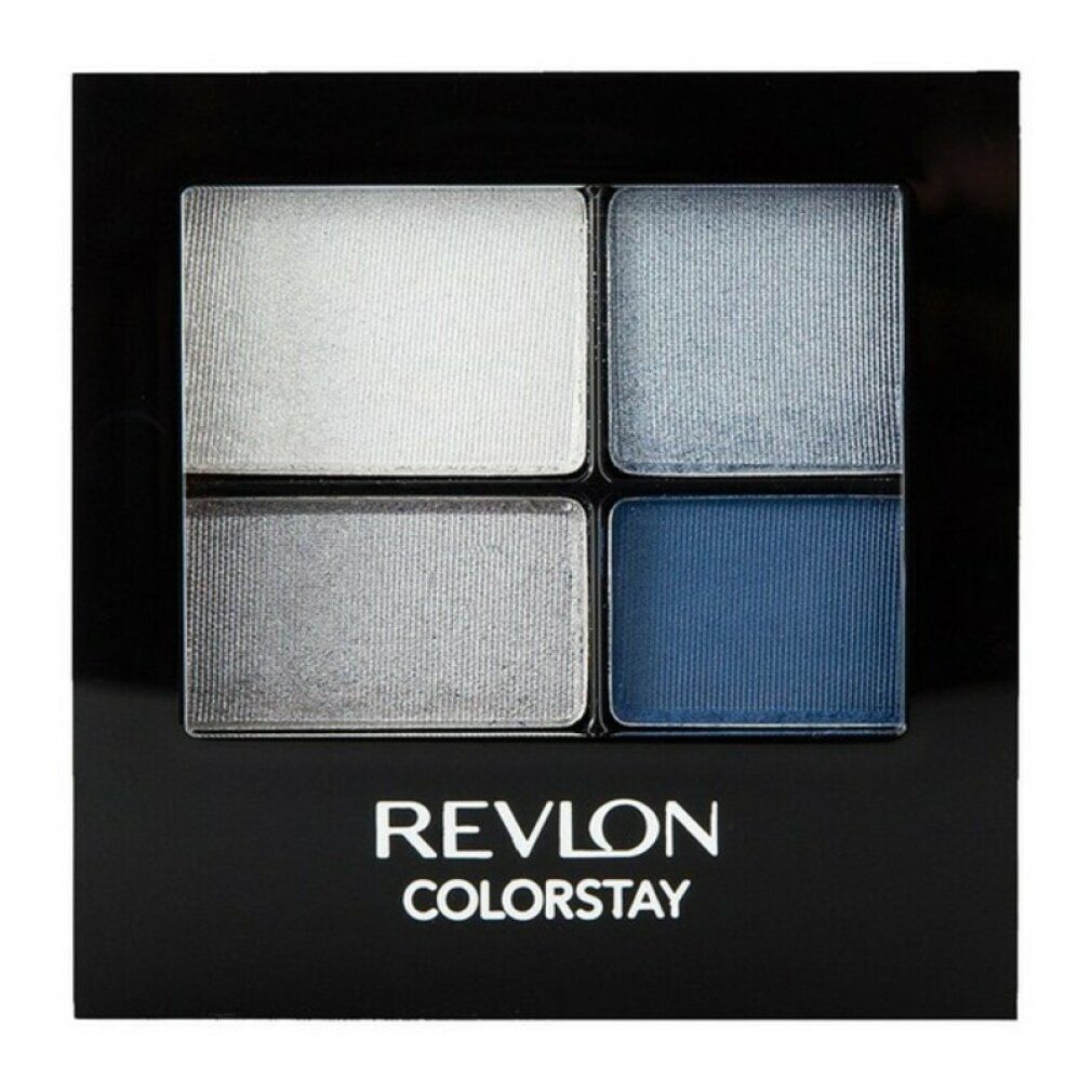 Palette ombretto Revlon Colorstay. Quattro tonalità. Confezione nera. Tonalità blu.