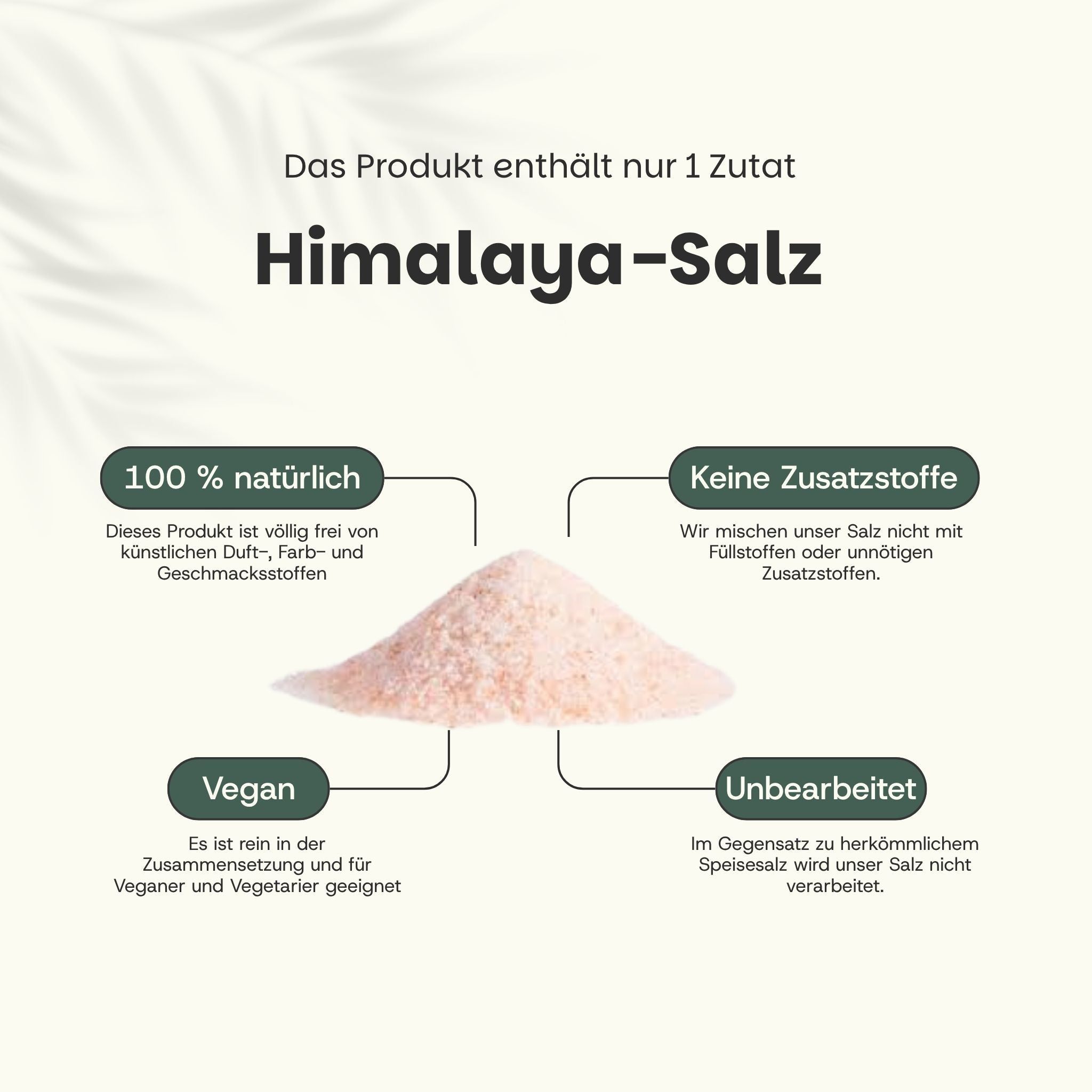 Sale dell'Himalaya: 100% naturale, senza additivi, vegano, non trattato. Un solo ingrediente.