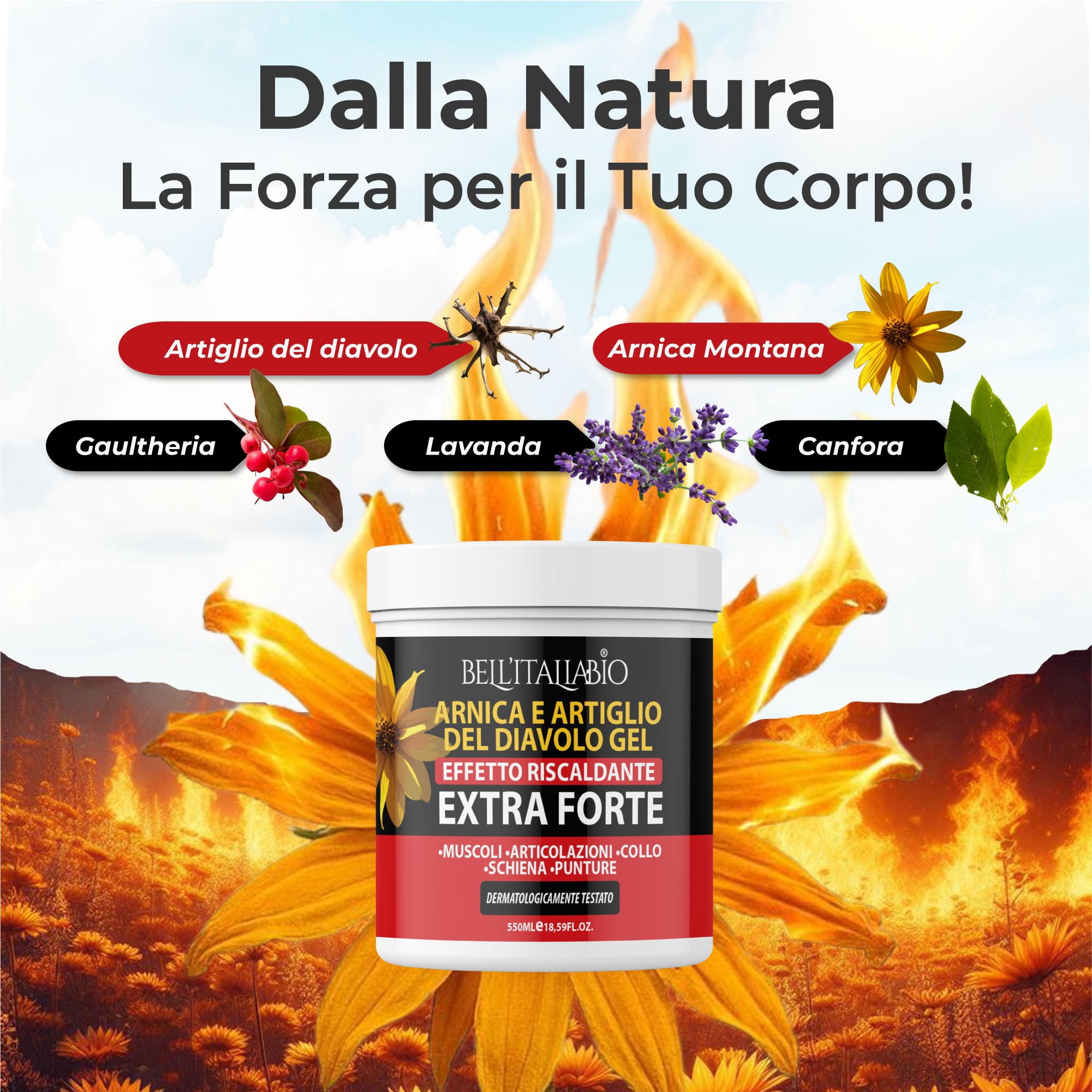 Arnica e Artiglio del Diavolo Gel Riscaldante Extra Forte 550ml