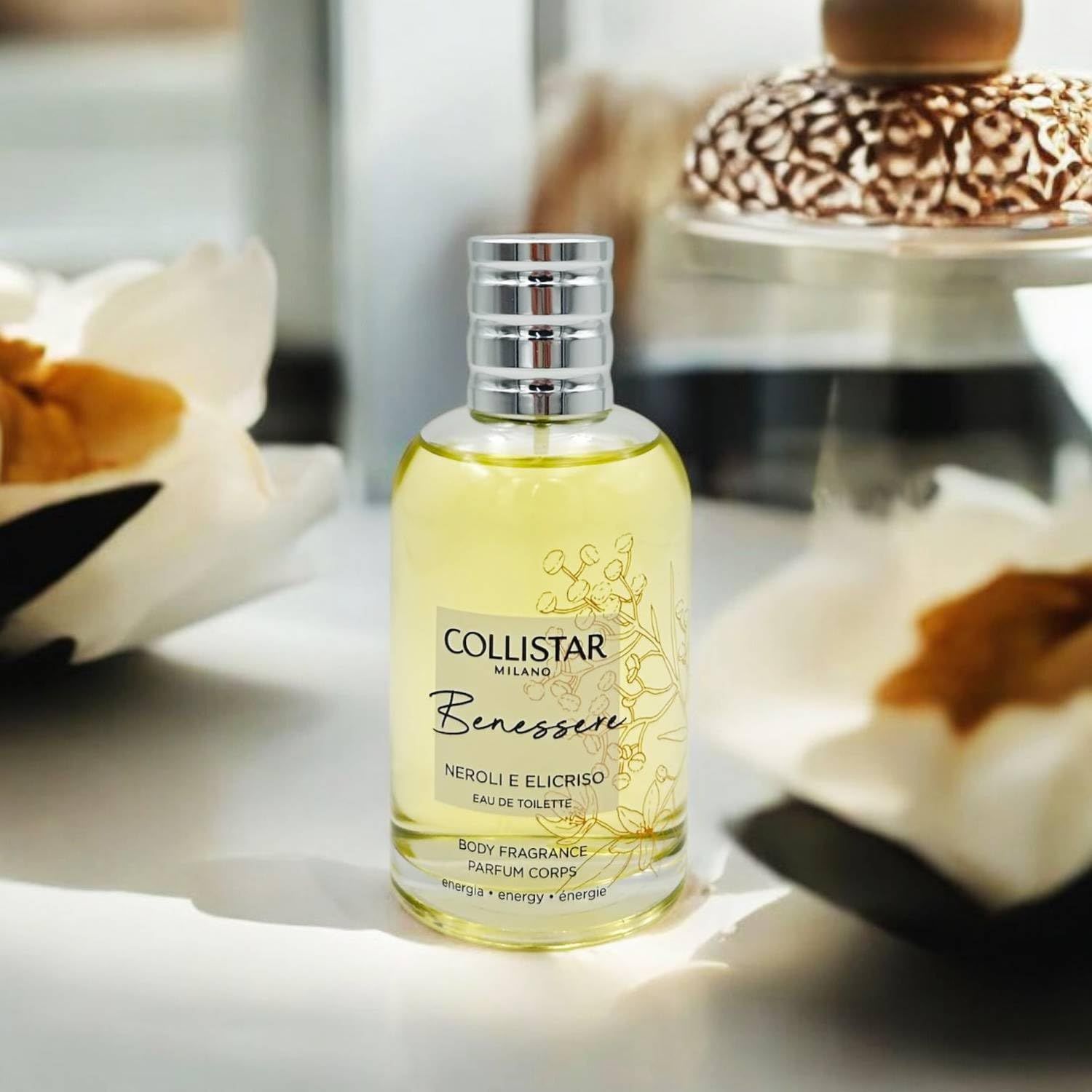 Flacone di profumo Collistar Benessere. Neroli e Elicriso. Eau de Toilette.