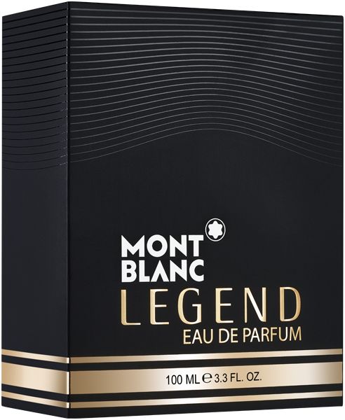 Confezione nera con scritta dorata. Marchio MONTBLANC. Scritta LEGEND EAU DE PARFUM. 100 ml.