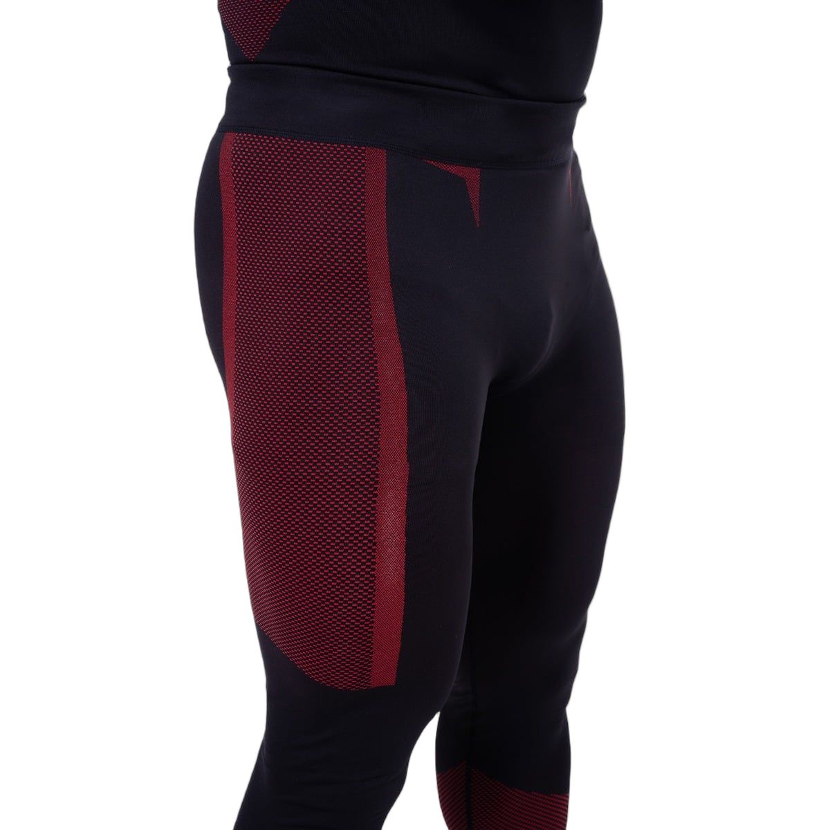 GymBeam Leggings uomo slim senza cuciture, neri e rossi
