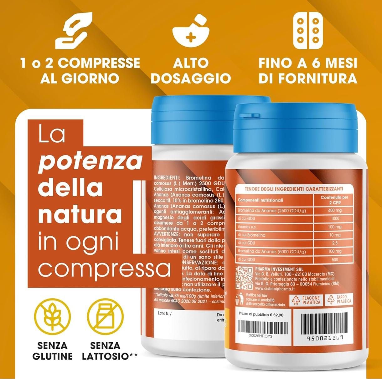 Cisbani Pharma Bromelina - Integratore Alimentare contro la cellulite