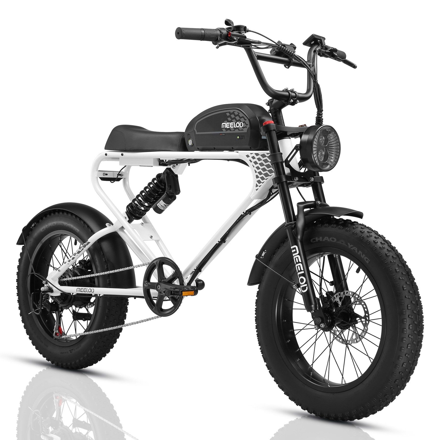 MEELOD DK300 PLUS Bicicletta elettrica stile ciclomotore retrò da 20" con batteria da 48V 20Ah