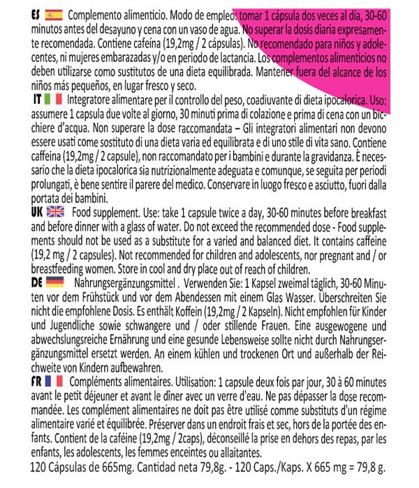 Istruzioni per l'uso multilingue. Contiene informazioni in tedesco, inglese, spagnolo e italiano. Istruzioni per il dosaggio e avvertenze.