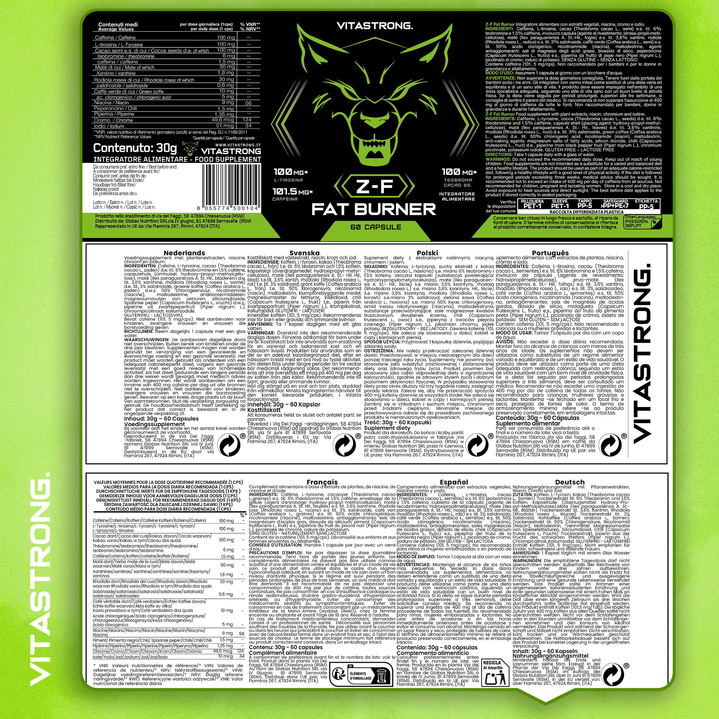 Vitastrong Z-F & DrainPure Night – Integratore termogenico e drenante notturno