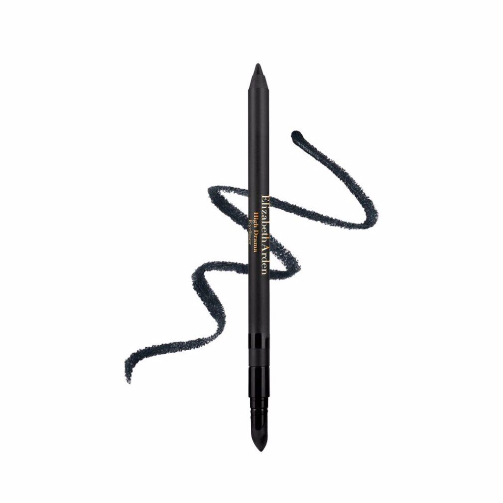 Eyeliner nero e tratto. Scritta: Elizabeth Arden High Drama. Eyeliner e tratto neri.