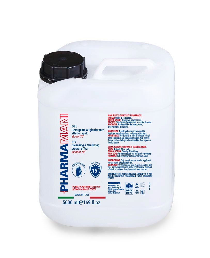 PHARMAMANI - Gel Igienizzante Mani per Ricarica - 70% Alcool Dermatologicamente Testato