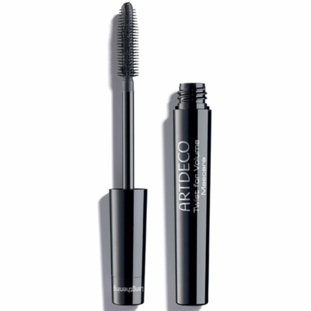 Artdeco Twist for Volume Mascara. Spazzola e contenitore neri. Una spazzola è visibile.
